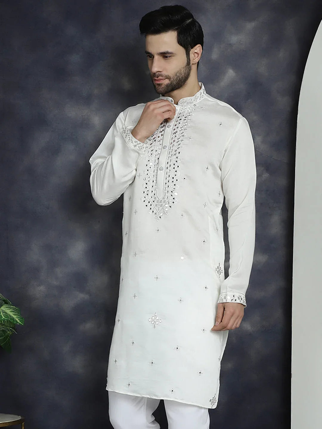 White Cotton Solid Indian Wear KO_5045White | DesiQlo