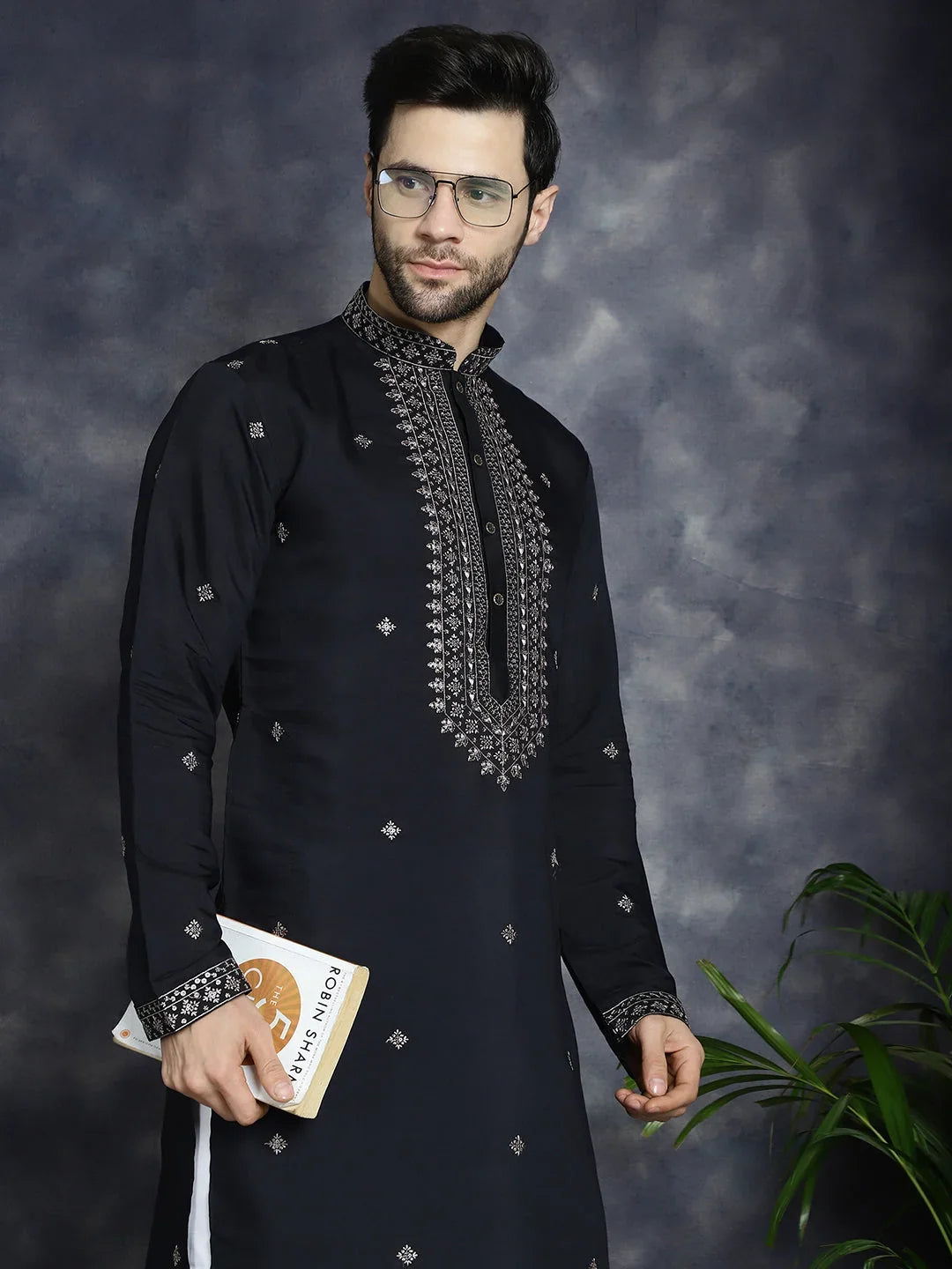 Black Cotton Solid Indian Wear KO_5046Black | DesiQlo