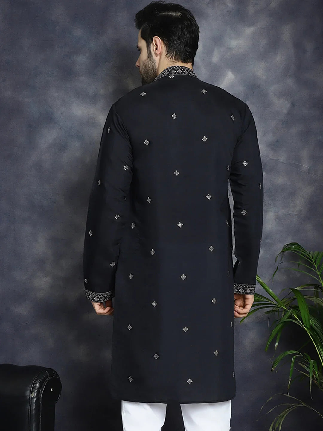 Black Cotton Solid Indian Wear KO_5046Black | DesiQlo
