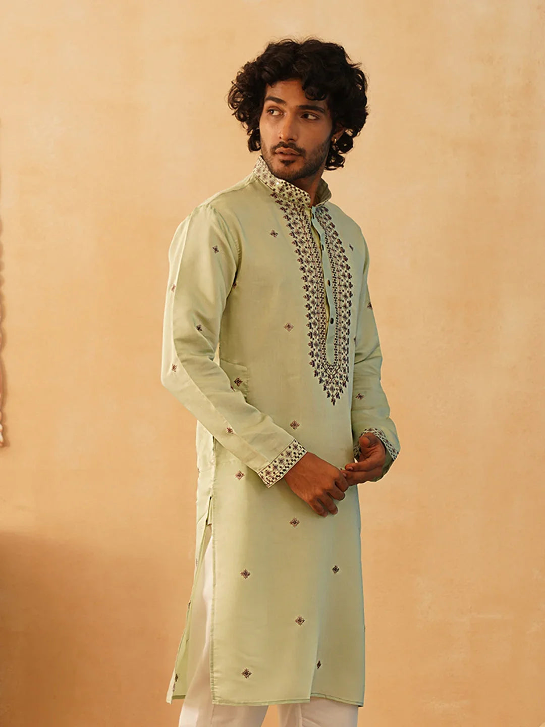 Green Cotton Solid Indian Wear KO_5046Pista | DesiQlo