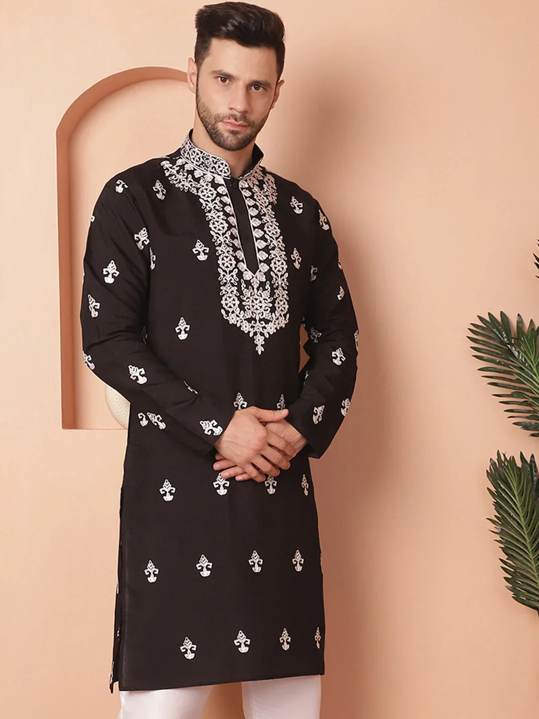 Black Cotton Solid Indian Wear KO_5051Black | DesiQlo