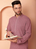Men's Magenta Embroidered and Sequence Kurtas-KO-5052Magenta