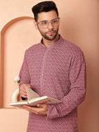 Men's Magenta Embroidered and Sequence Kurtas-KO-5052Magenta