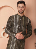 Men's Mirror Work Kurtas-KO-5055Mehndi