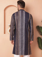 Men's Mirror Work Kurtas-KO-5055Navy