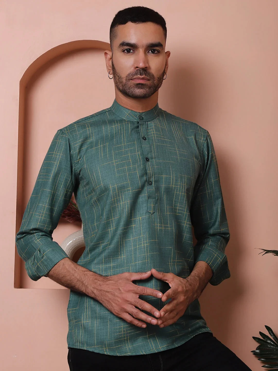 Green Cotton Solid Indian Wear KO_5061Olive | DesiQlo
