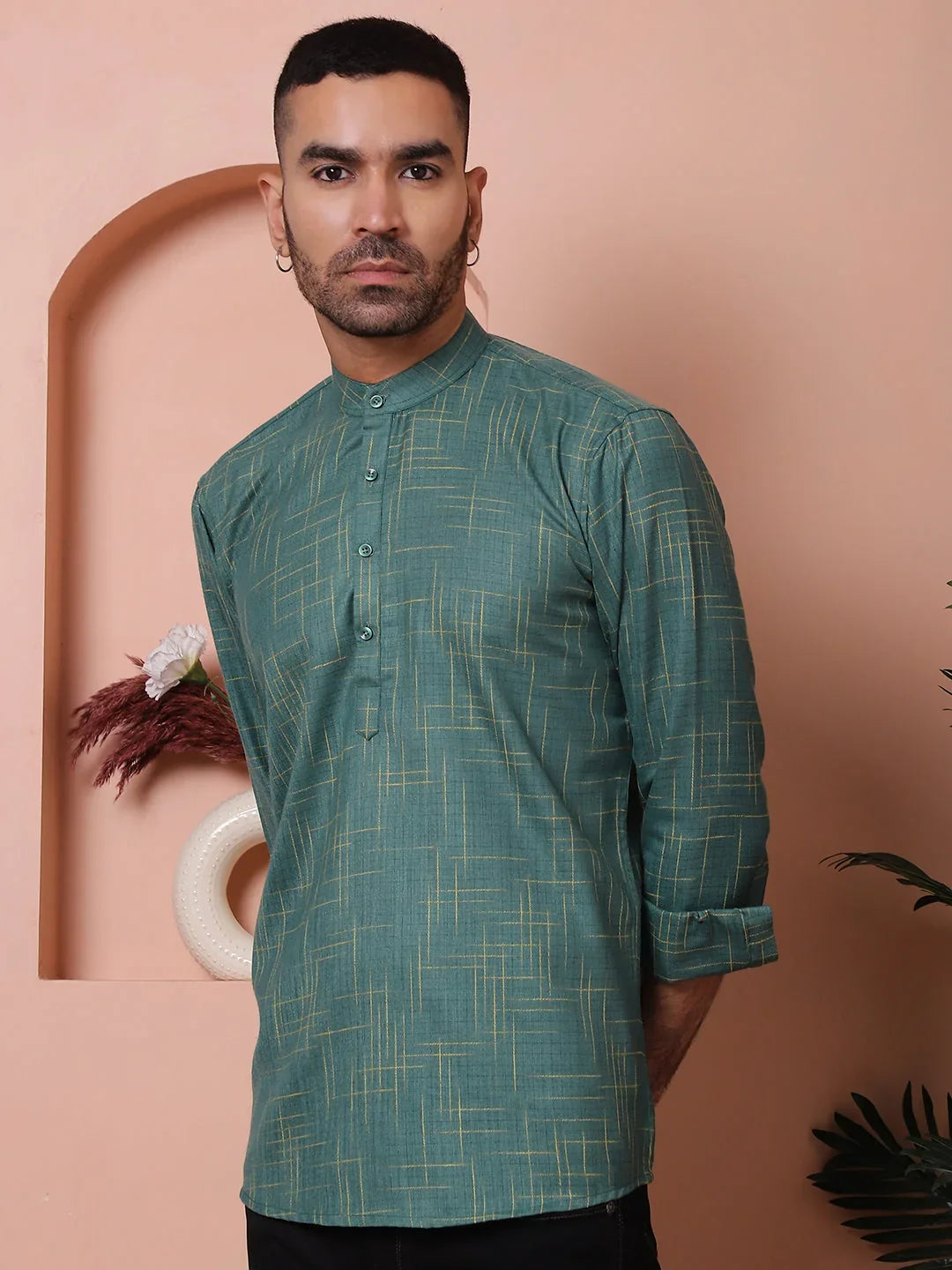 Green Cotton Solid Indian Wear KO_5061Olive | DesiQlo