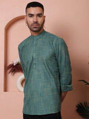 Men Woven Design Short Kurta-KO-5061Olive