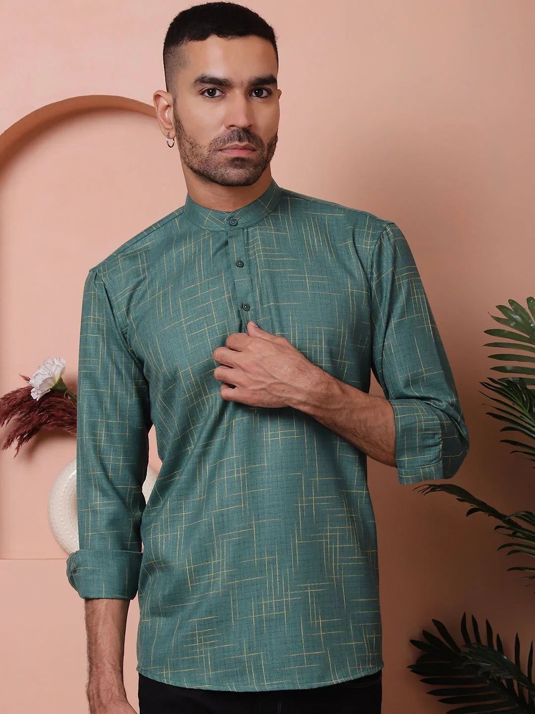 Green Cotton Solid Indian Wear KO_5061Olive | DesiQlo