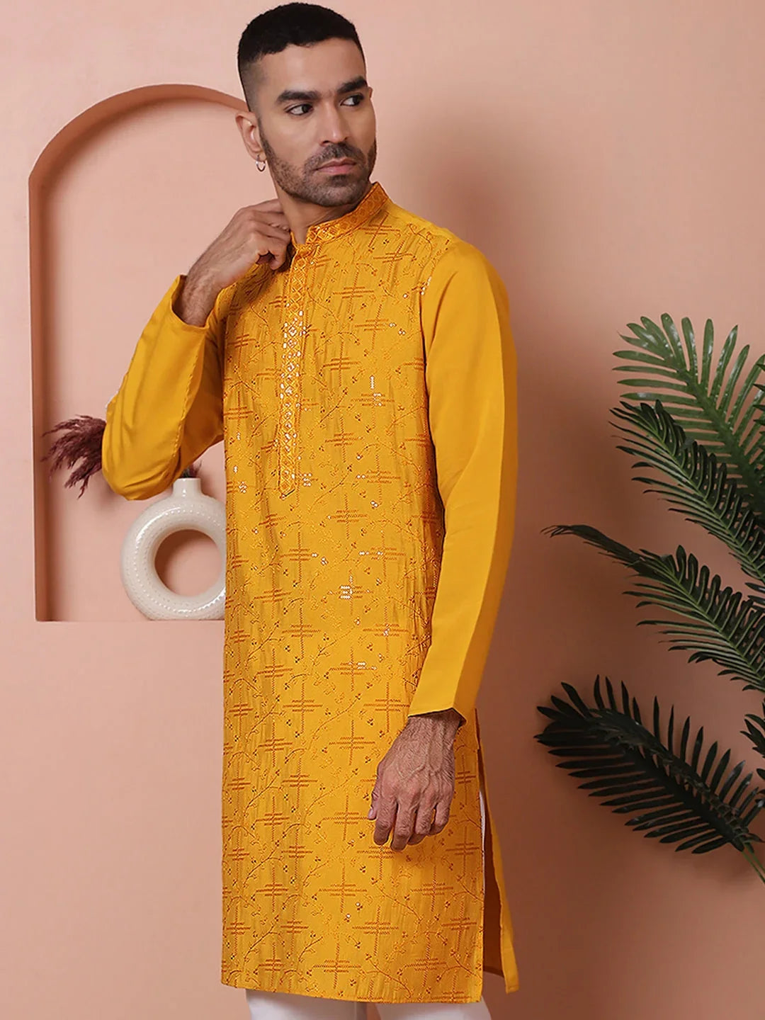 Yellow Rayon Solid Indian Wear KO_5073Mustard | DesiQlo