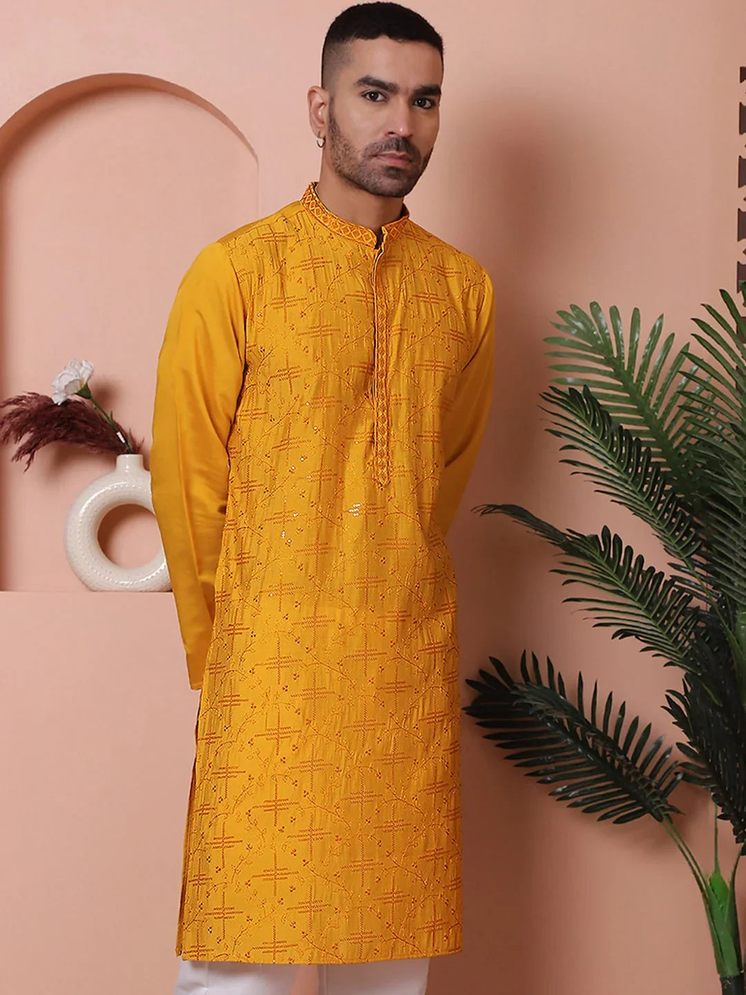 Yellow Rayon Solid Indian Wear KO_5073Mustard | DesiQlo