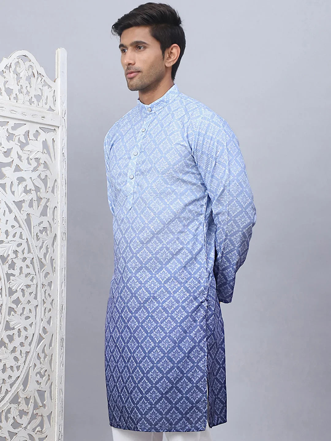 Blue Cotton Solid Indian Wear KO_5074Blue | DesiQlo