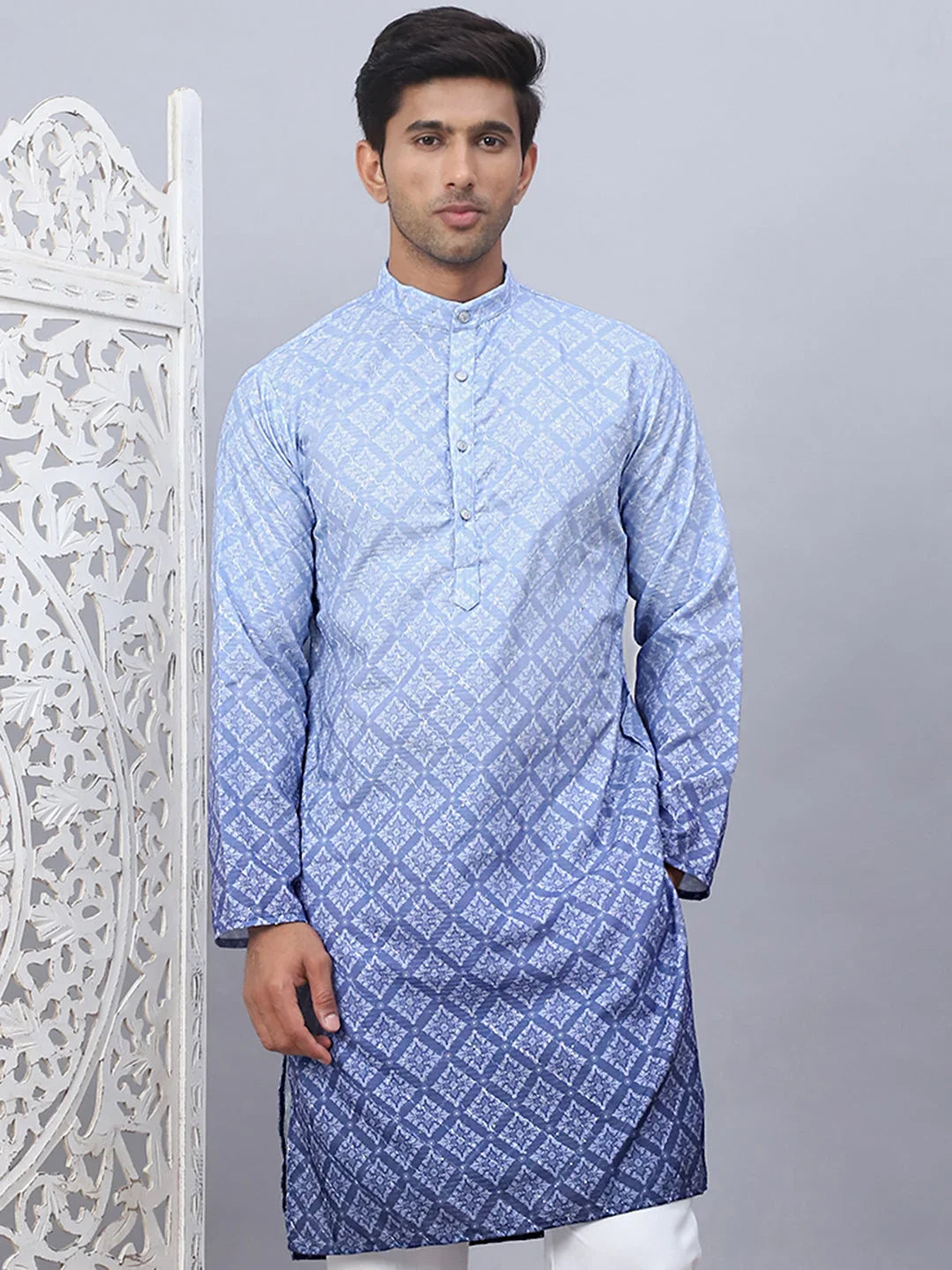 Blue Cotton Solid Indian Wear KO_5074Blue | DesiQlo