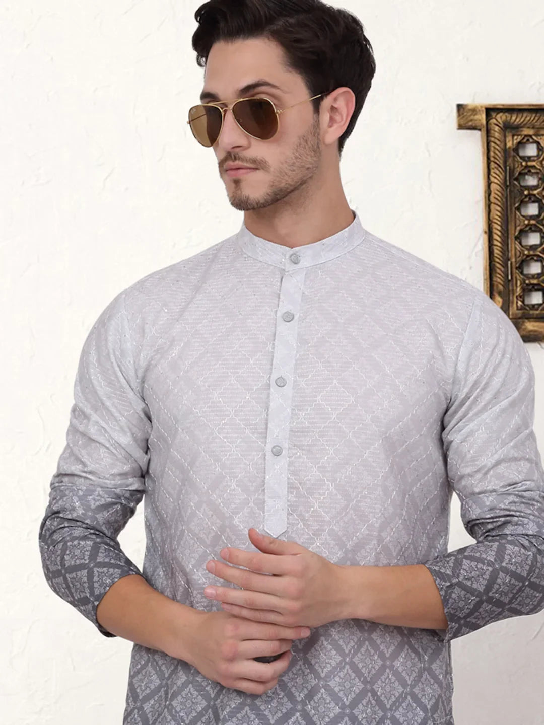 Grey Cotton Solid Indian Wear KO_5074Grey | DesiQlo