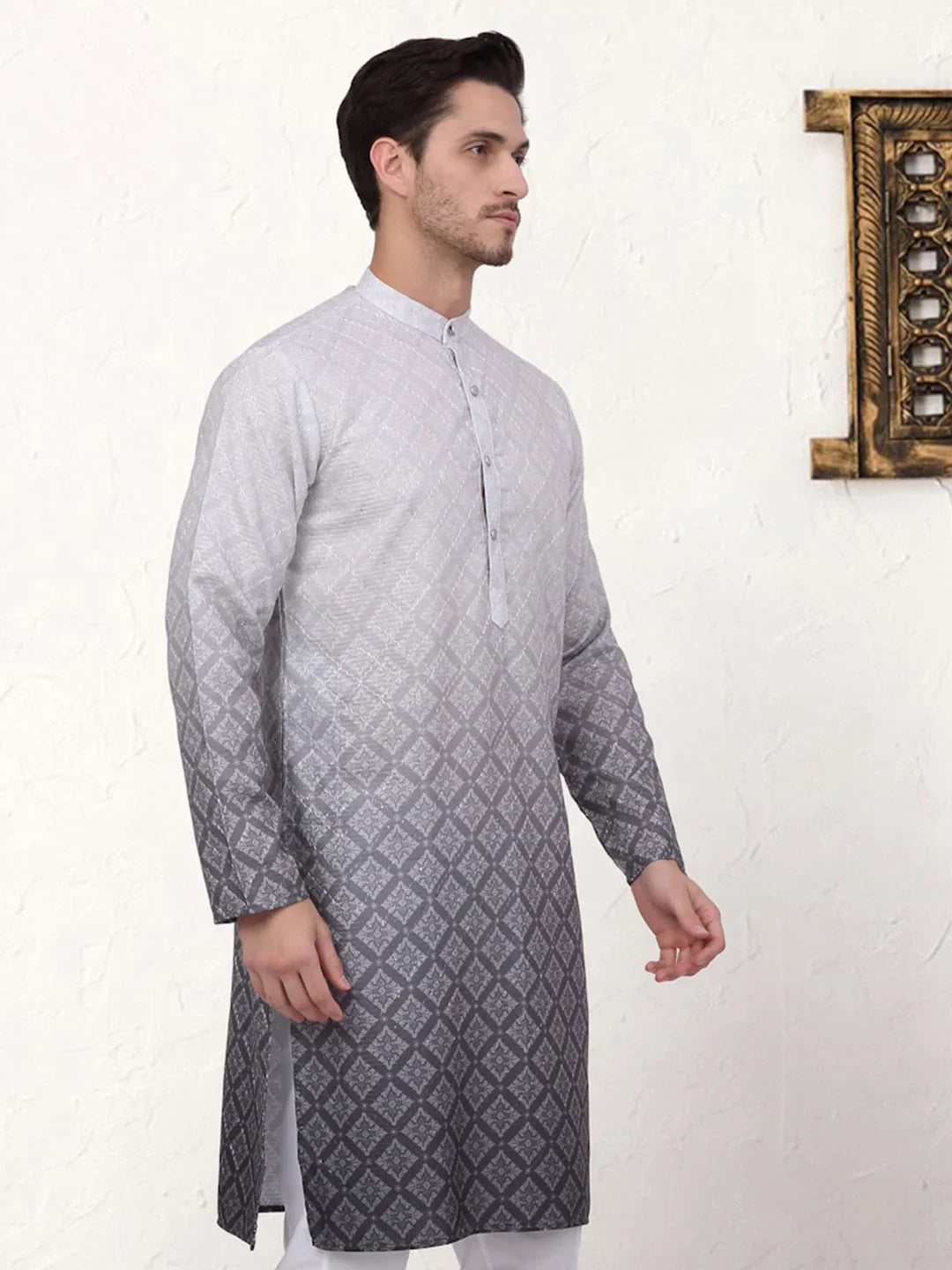 Grey Cotton Solid Indian Wear KO_5074Grey | DesiQlo
