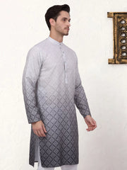 Men's Ombre Pure Cotton Straight Kurta-KO-5074Grey