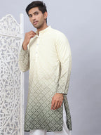Men's Ombre Pure Cotton Straight Kurta-KO-5074Yellow