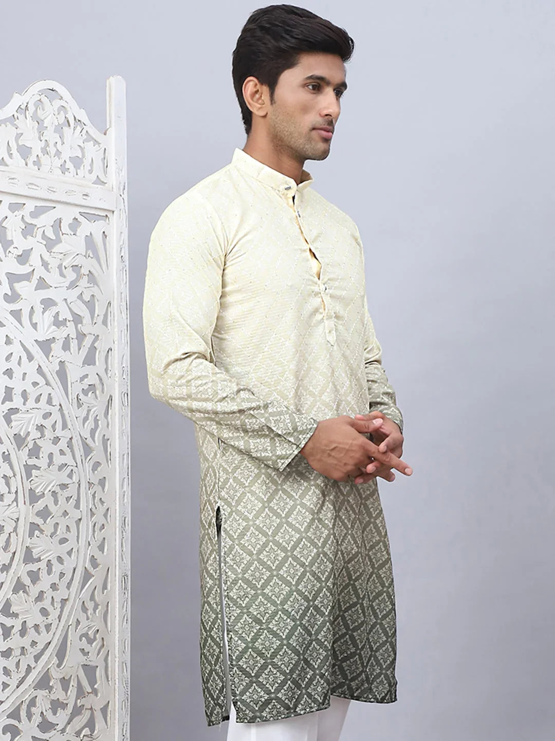 Yellow Cotton Solid Indian Wear KO_5074Yellow | DesiQlo