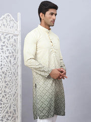 Men's Ombre Pure Cotton Straight Kurta-KO-5074Yellow