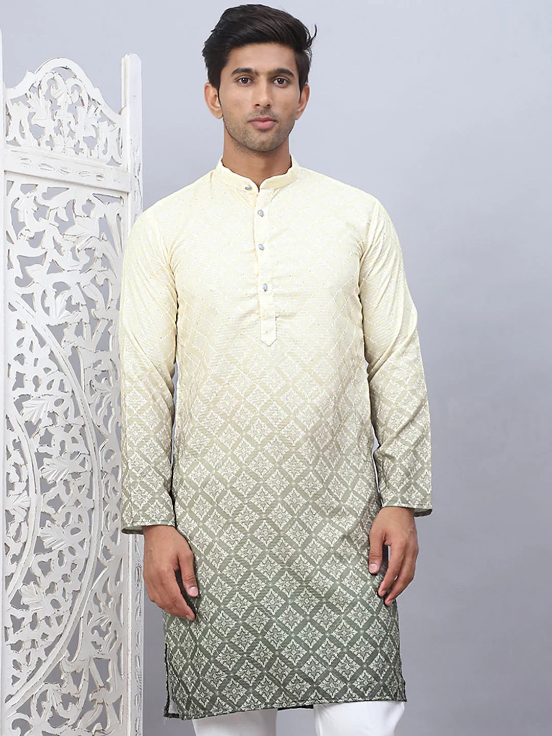 Yellow Cotton Solid Indian Wear KO_5074Yellow | DesiQlo