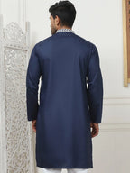 Collar Embroidered & Sequin Kurtas-KO-5075Navy