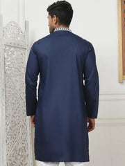 Collar Embroidered & Sequin Kurtas-KO-5075Navy