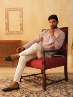 Embroidered & Sequin Cotton Blend Kurtas-KO-5085Peach