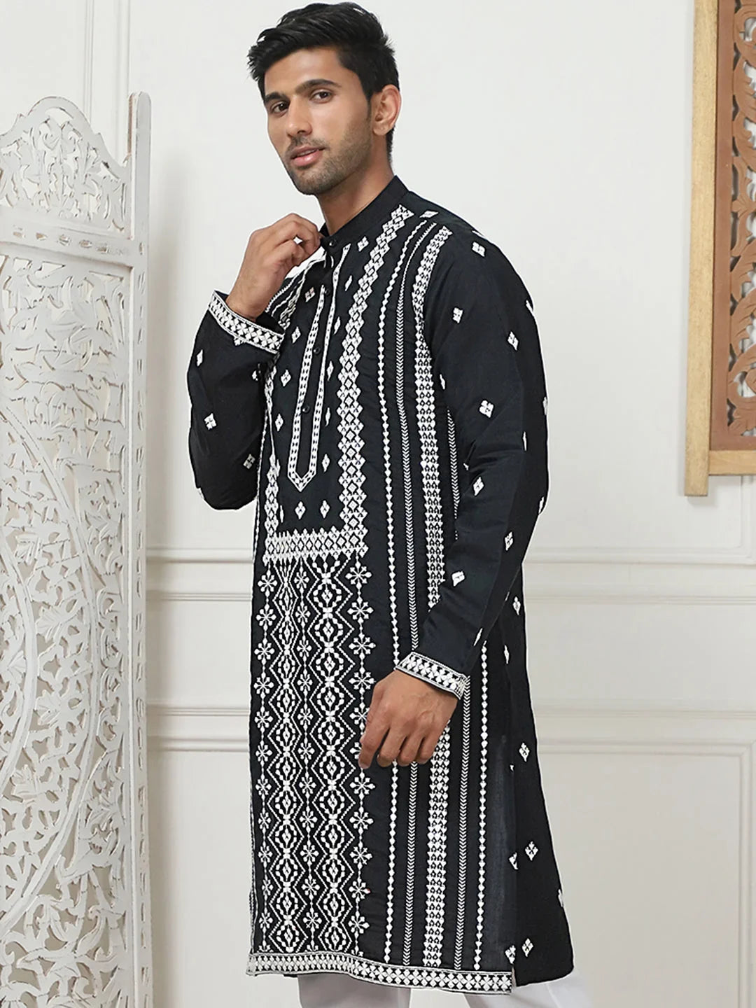 Black Silk Solid Indian Wear KO_5087Black | DesiQlo