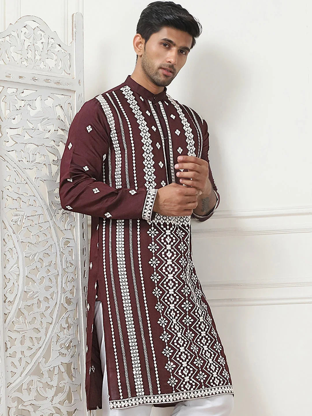 Purple Silk Solid Indian Wear KO_5087Wine | DesiQlo