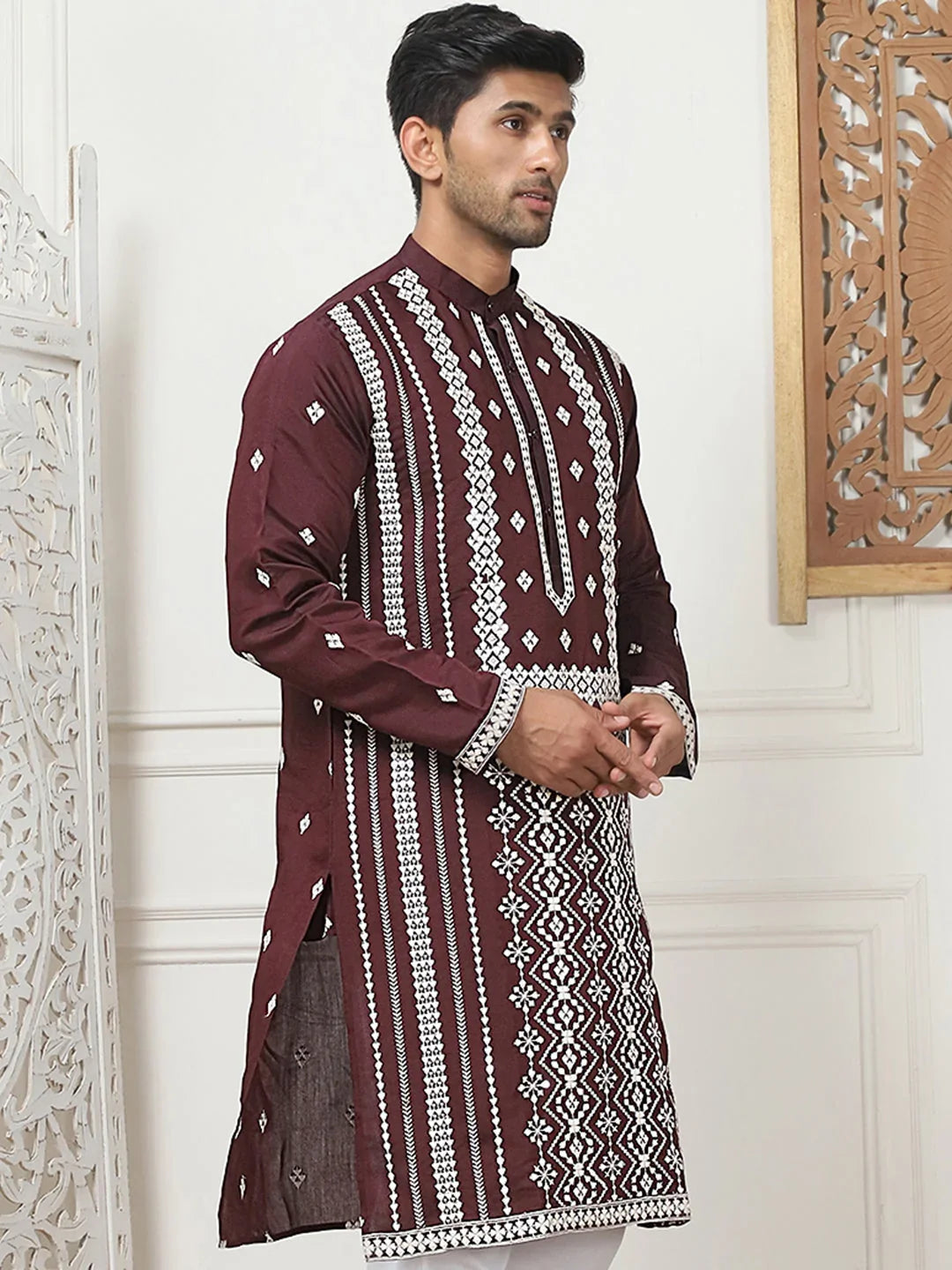 Purple Silk Solid Indian Wear KO_5087Wine | DesiQlo