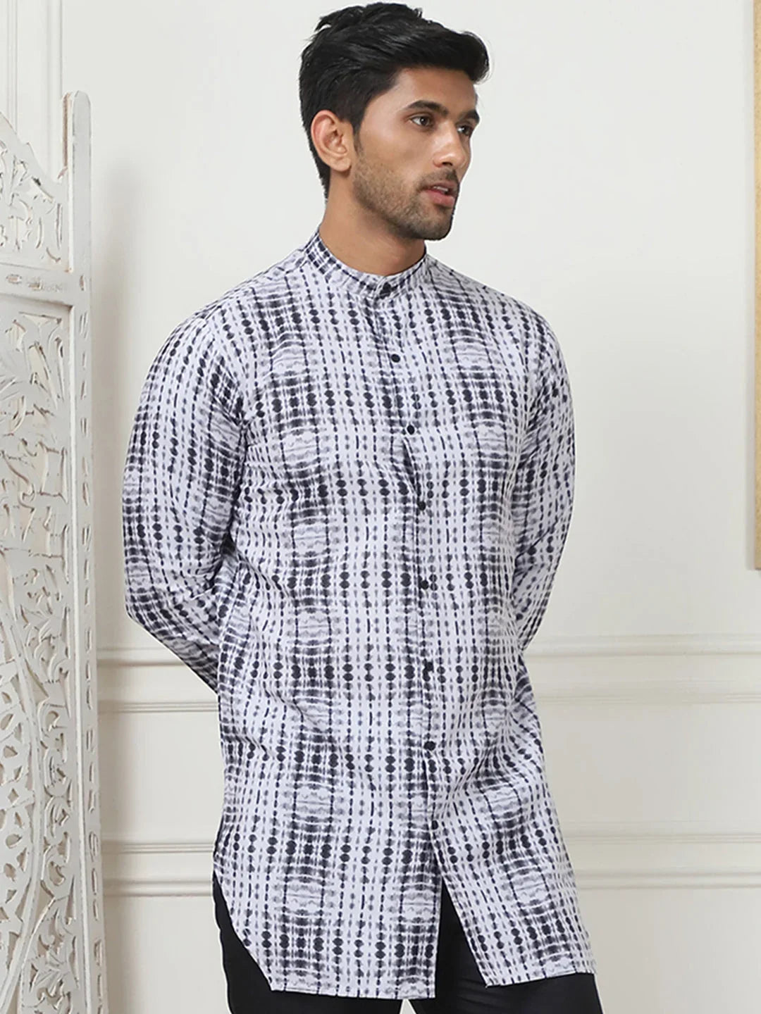Printed front open Kurtas-KO-5090White