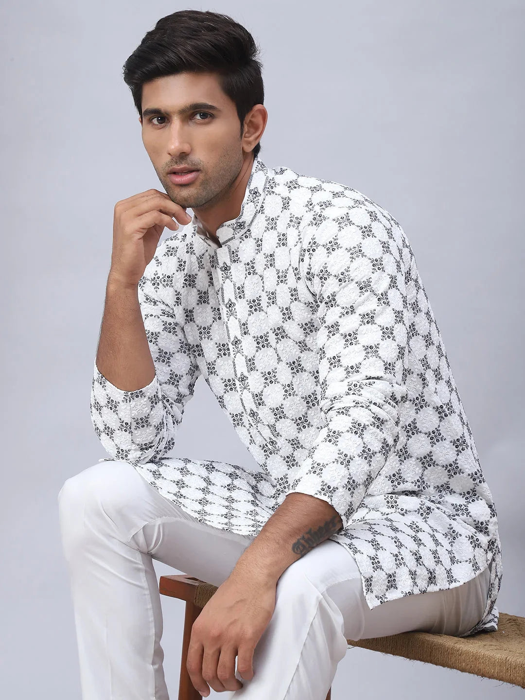 White Rayon Solid Indian Wear KO_5092White | DesiQlo
