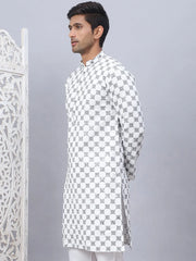 Embroidered & Sequins Kurtas for Men.-KO-5092White