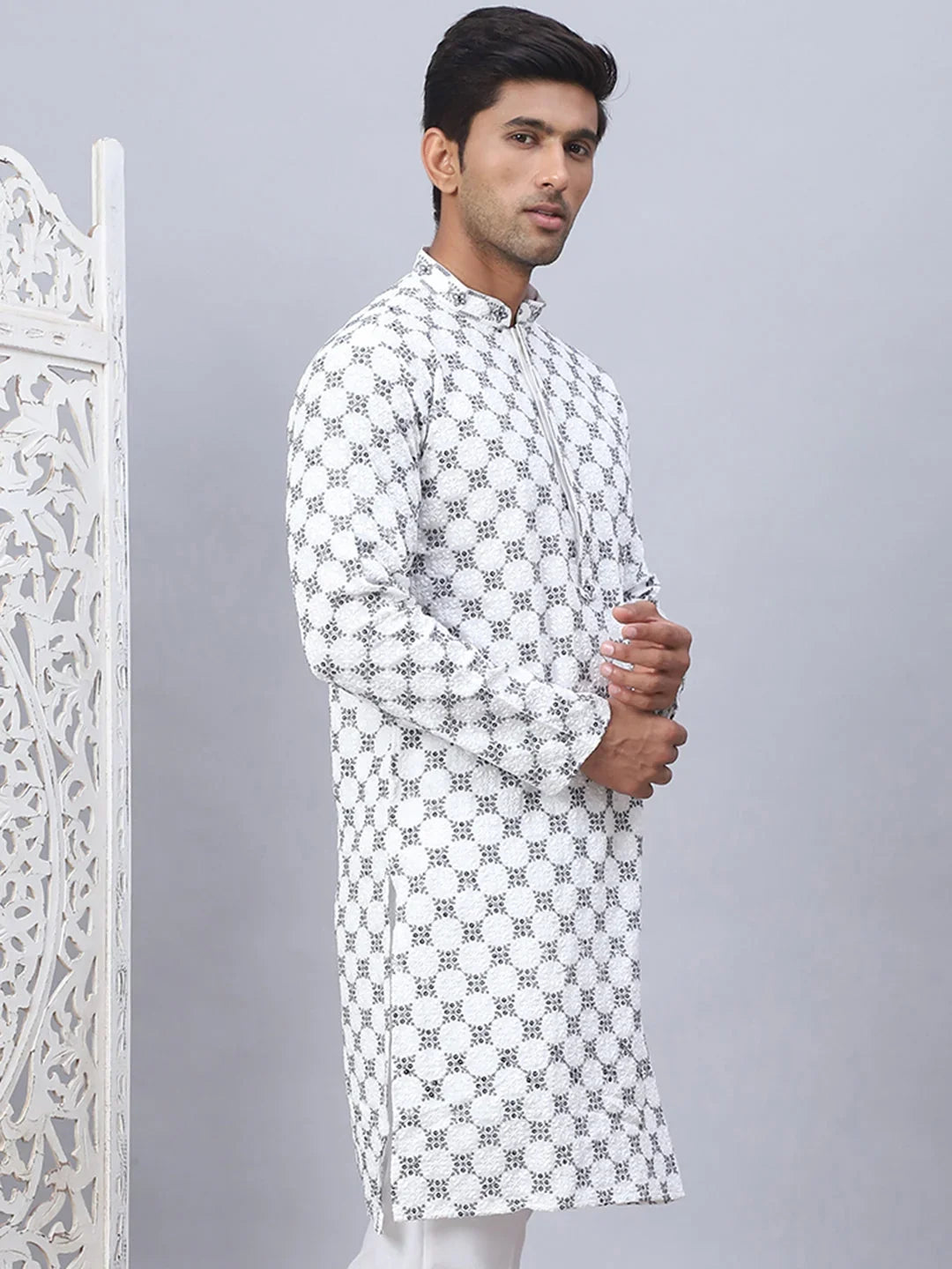 White Rayon Solid Indian Wear KO_5092White | DesiQlo