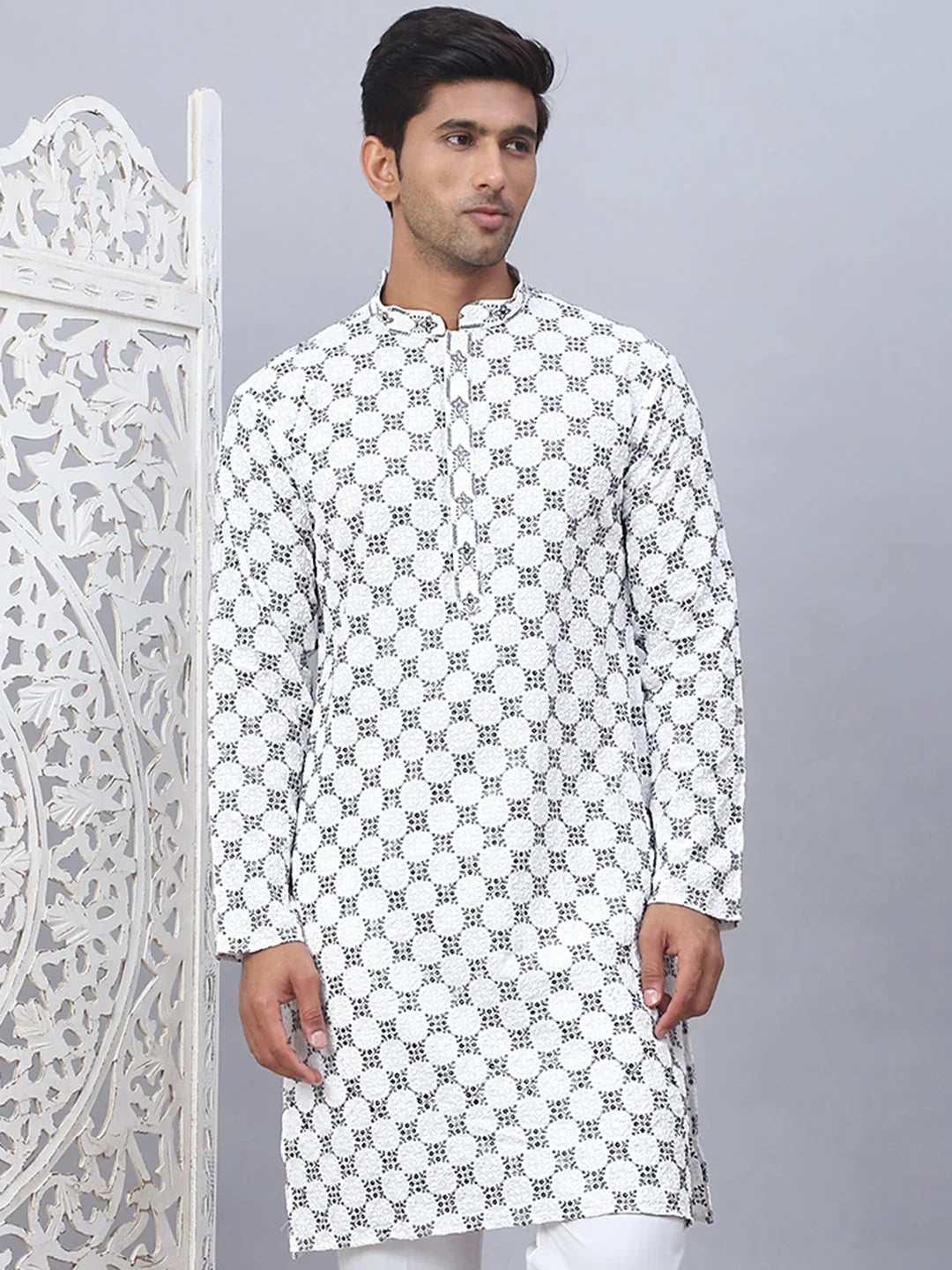 White Rayon Solid Indian Wear KO_5092White | DesiQlo