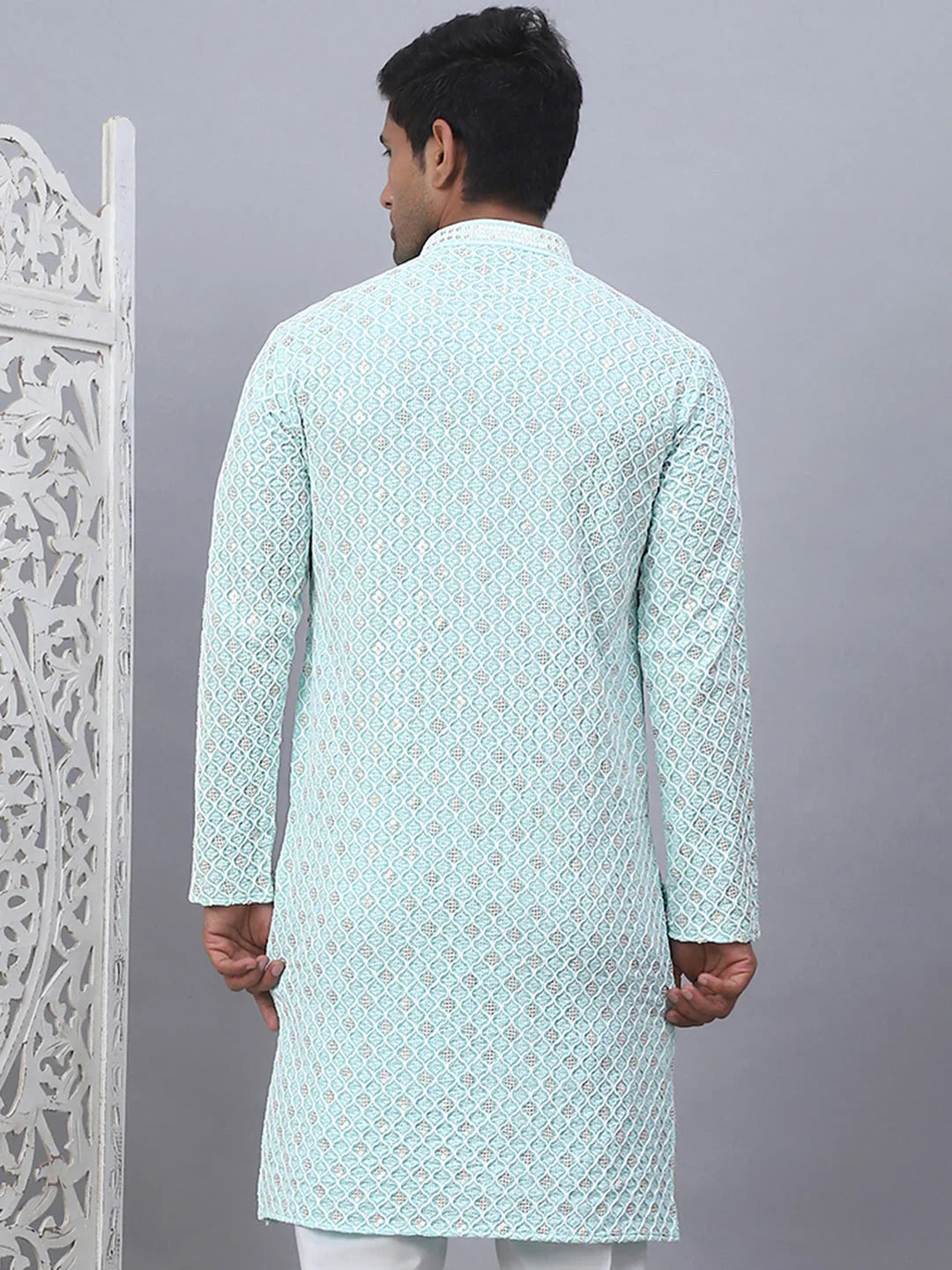 Blue Cotton Solid Indian Wear KO_5094Sky | DesiQlo