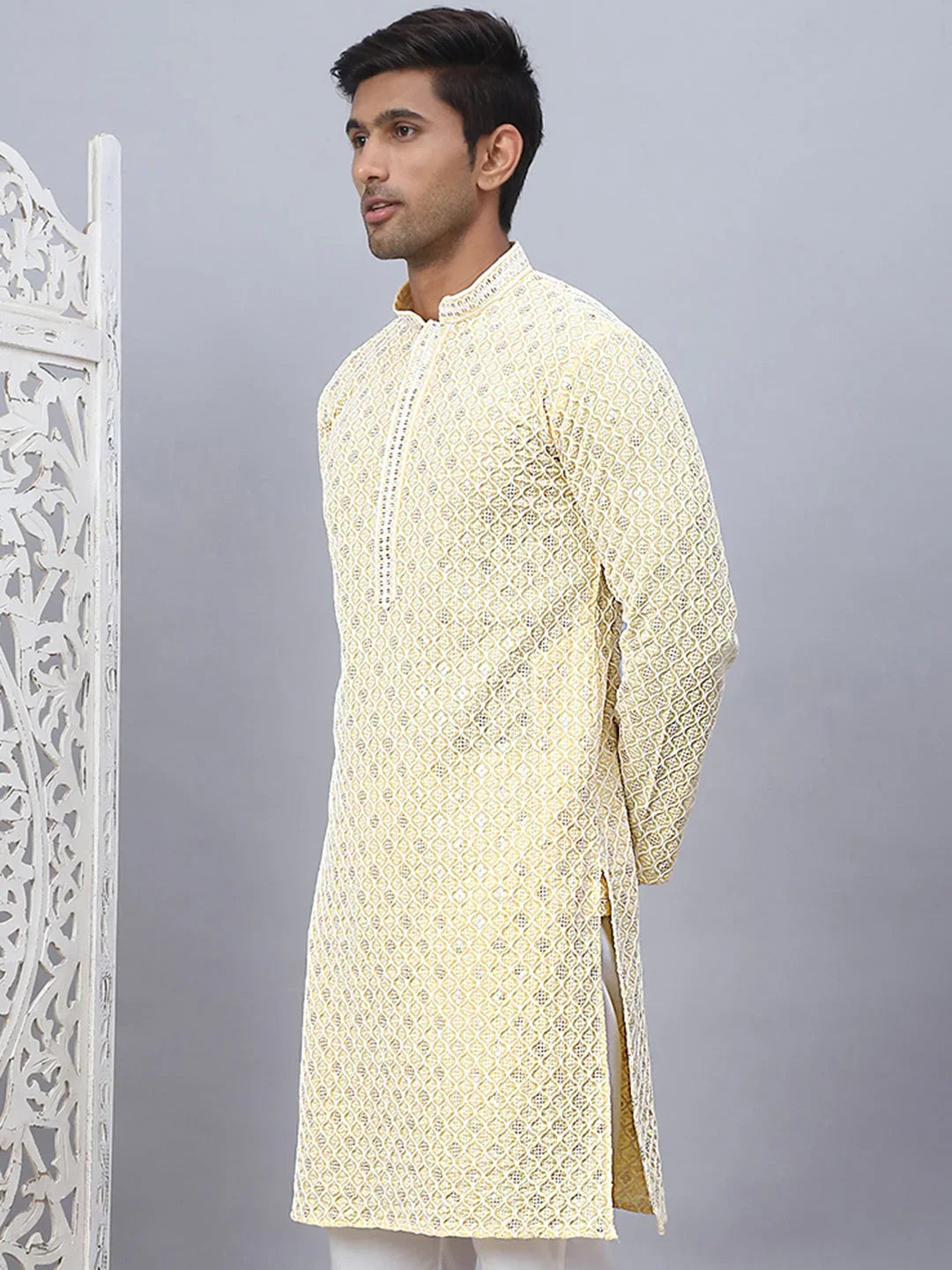 Yellow Cotton Solid Indian Wear KO_5094Yellow | DesiQlo