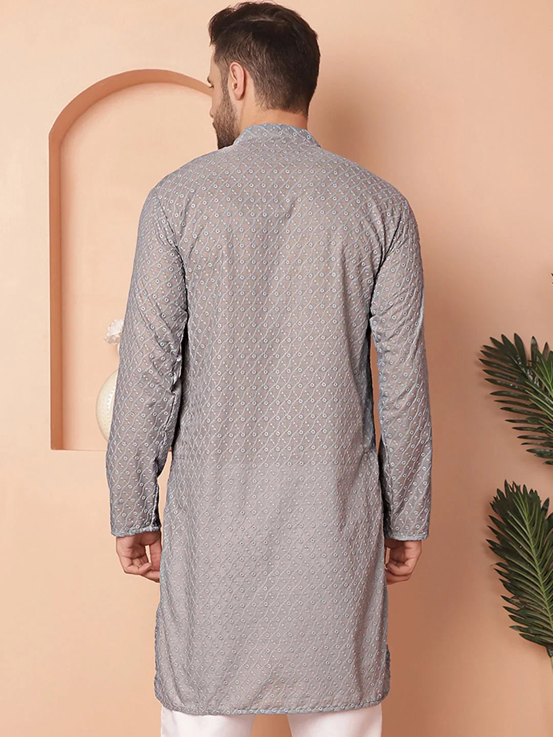 Chikankari Pure Cotton Kurtas-KO-561Grey