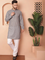 Chikankari Pure Cotton Kurtas-KO-561Grey