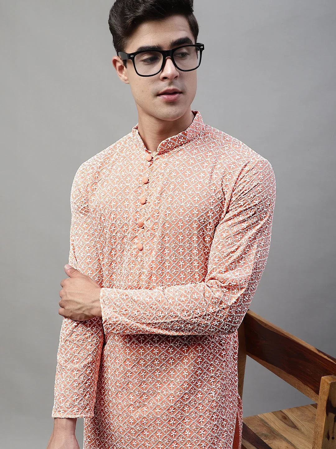 Orange Cotton Solid Indian Wear KO_626Orange | DesiQlo