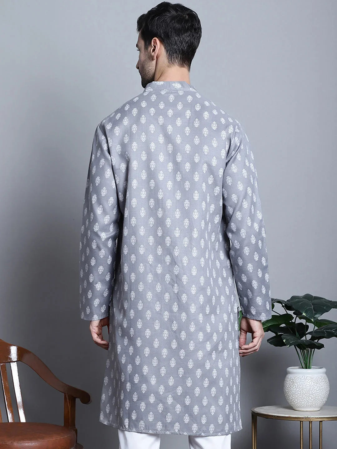 Grey Cotton Solid Indian Wear KO_650Dark-Grey | DesiQlo