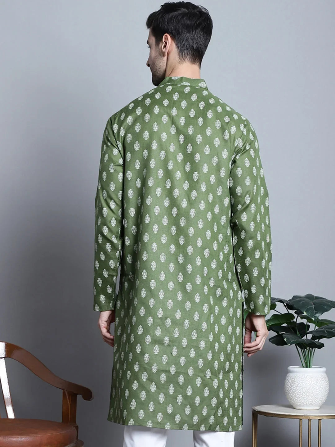 Green Cotton Solid Indian Wear KO_650Olive | DesiQlo