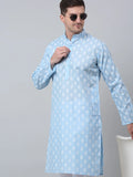 Men's Sky Cotton Floral printed kurta Only