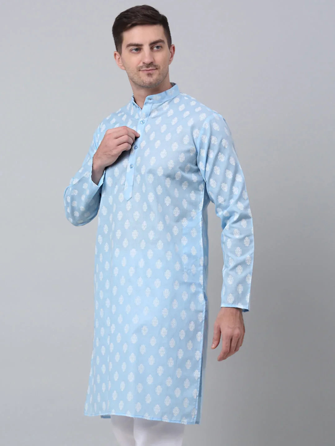 Blue Cotton Solid Indian Wear KO_650Sky | DesiQlo