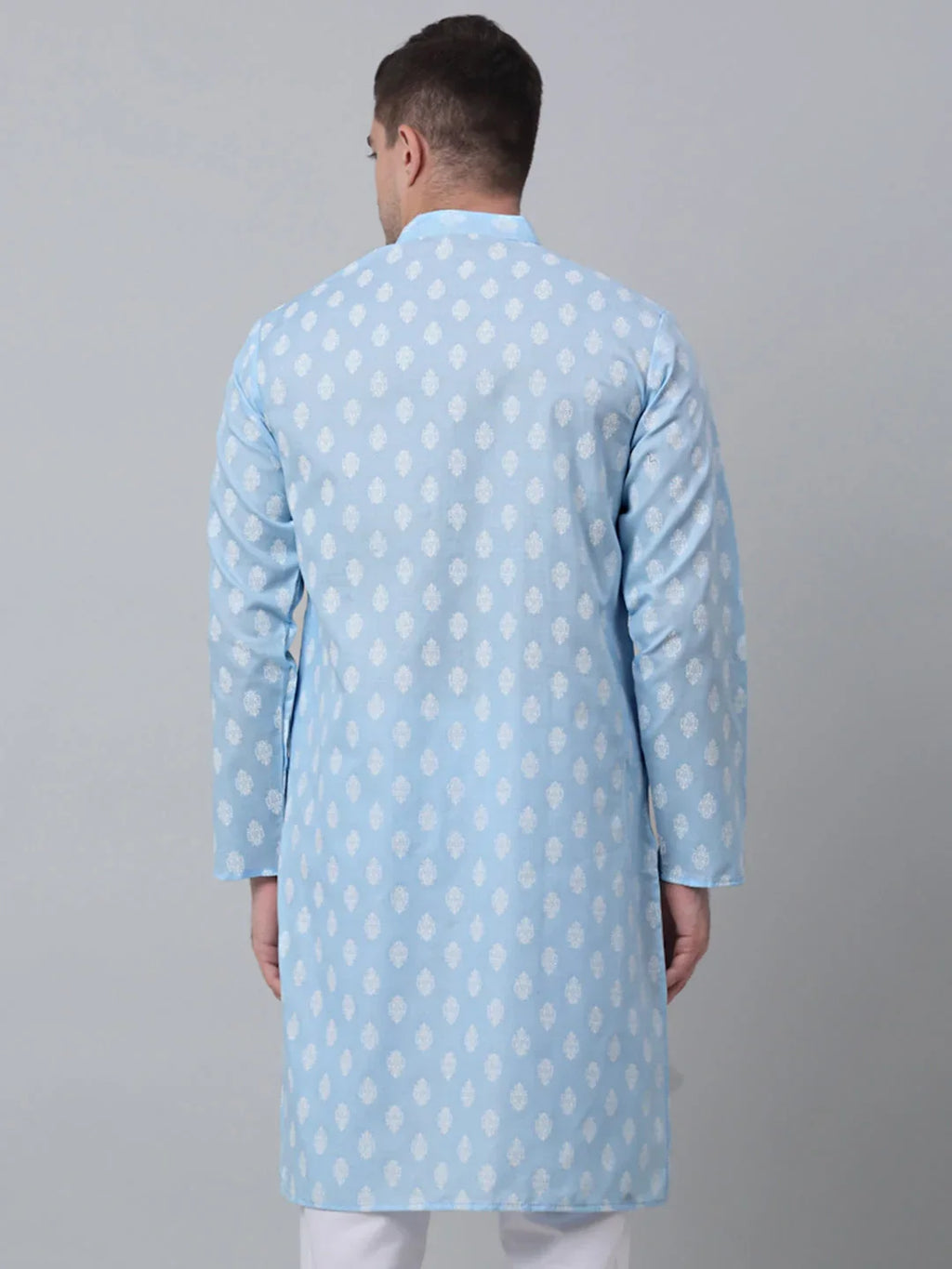 Men's Sky Cotton Floral printed kurta Only