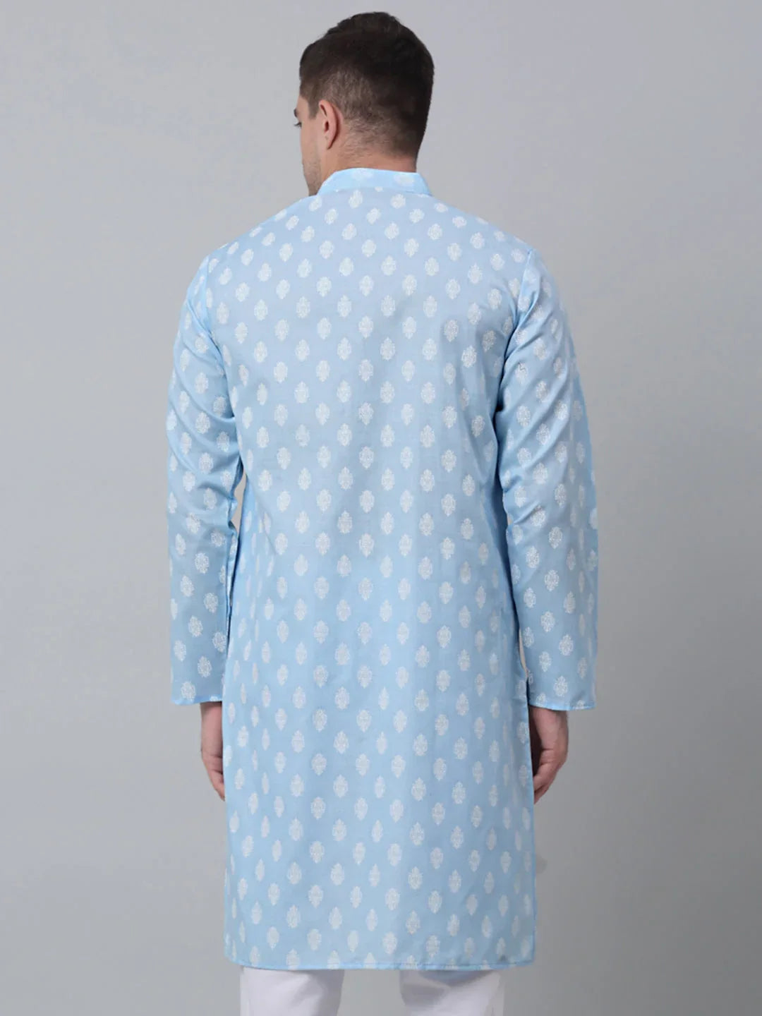 Men's Sky Cotton Floral printed kurta Only