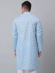 Men's Sky Cotton Floral printed kurta Only