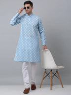 Men's Sky Cotton Floral printed kurta Only