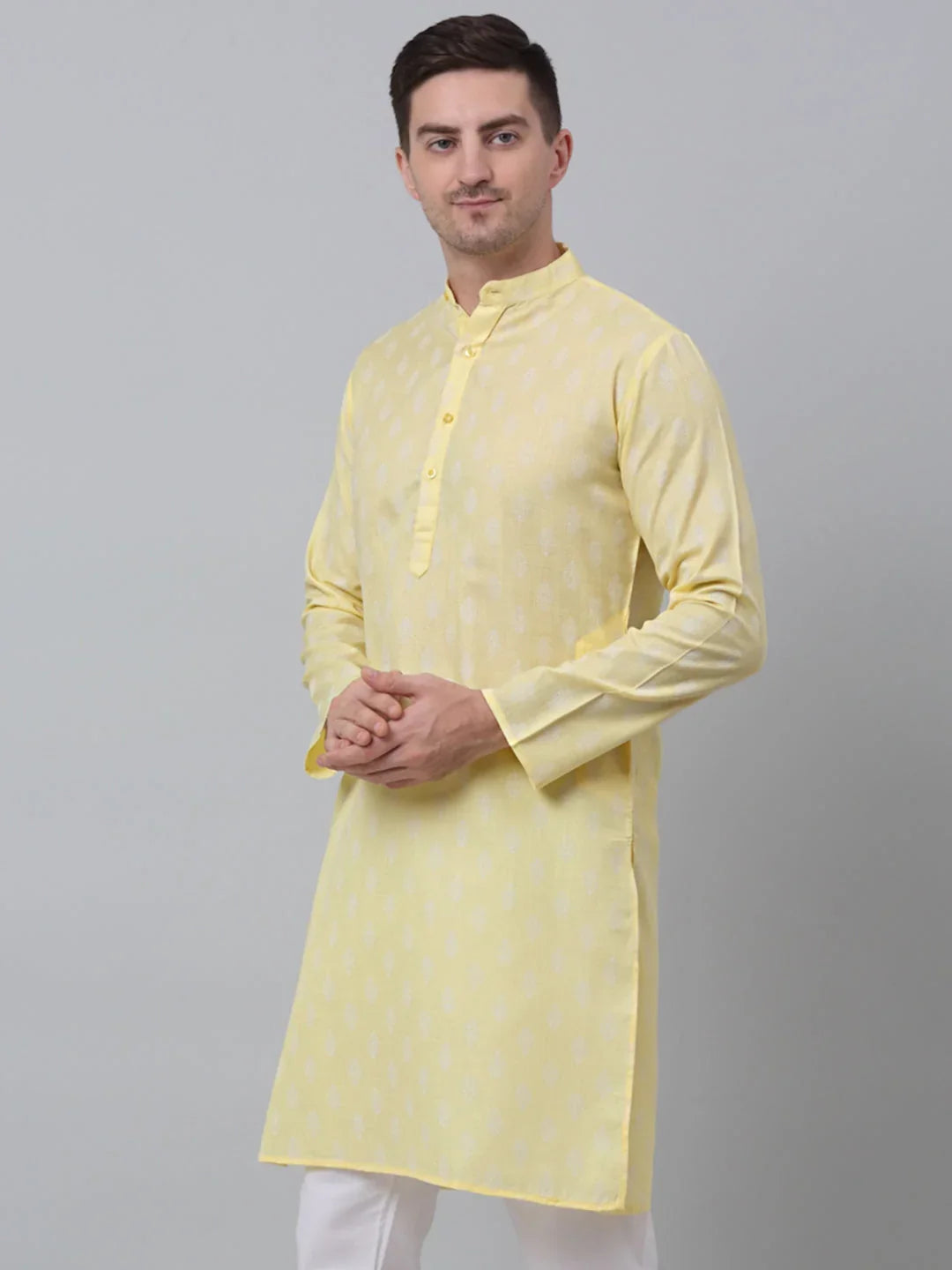 Yellow Cotton Solid Indian Wear KO_650Yellow | DesiQlo