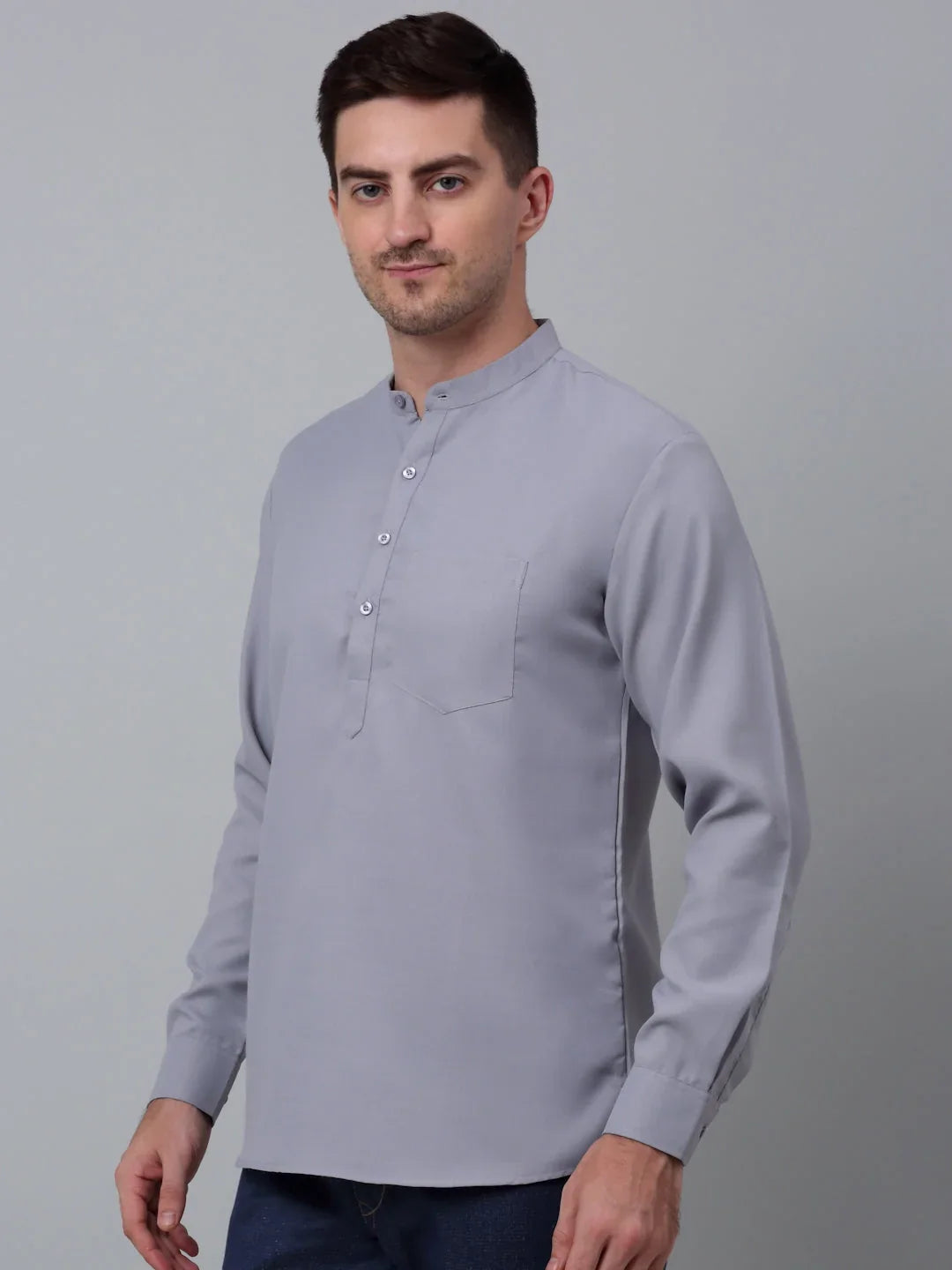 Grey Cotton Solid Indian Wear KO_677Light-Grey | DesiQlo